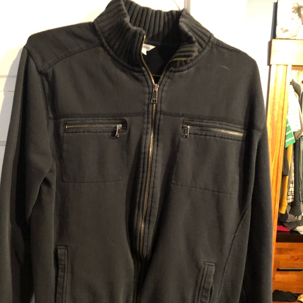 CK blue zip up sweater